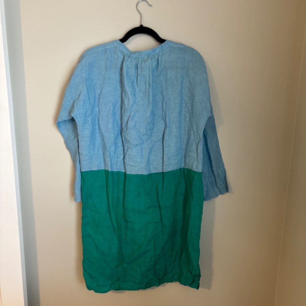 Roller Rabbit Linen Tunic Dress XS/S Blue Green Beach Cover Up Resort Vacation - Picture 5 of 5